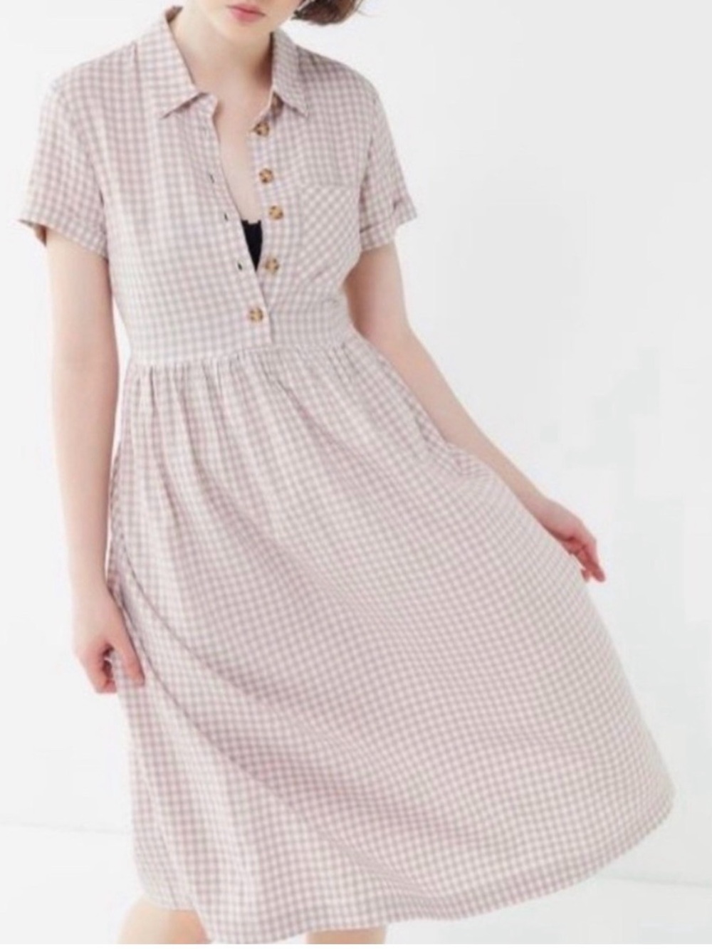 NWT Urban Outfitters Laila Seersucker Midi Dress Gingham Cottagecore Women’s S